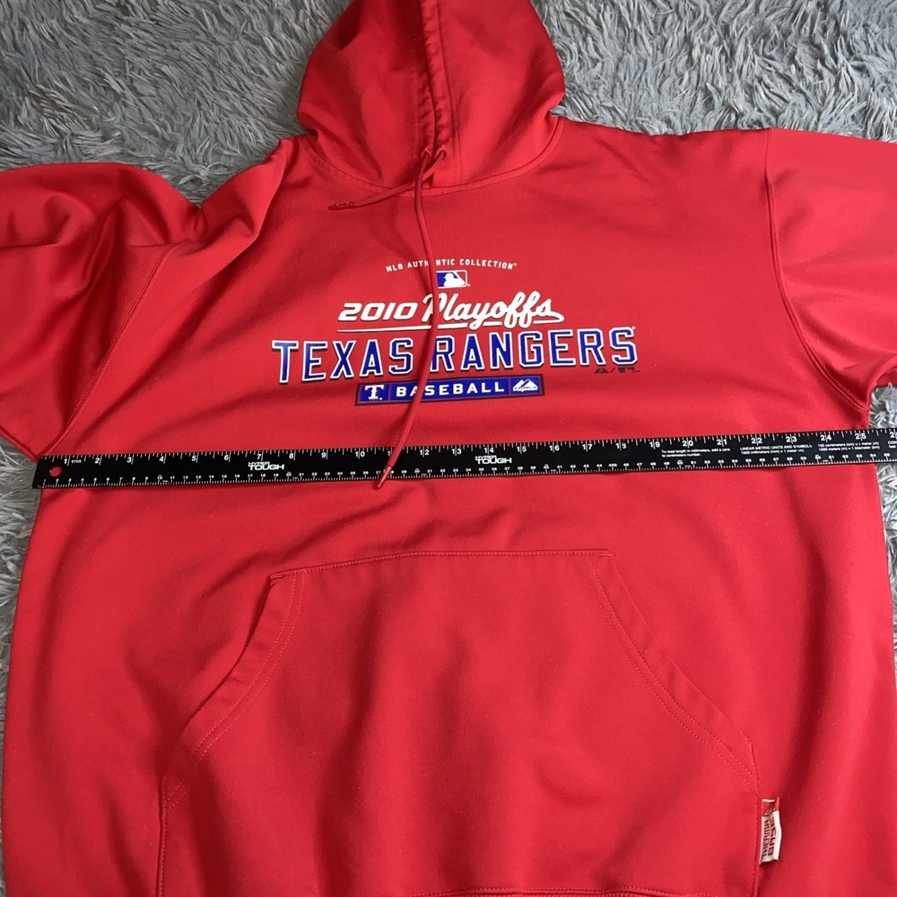 Texas Rangers Men's Sz L 2010 Playoffs Authentic Collection Majestic Hoodie - Picture 4 of 9